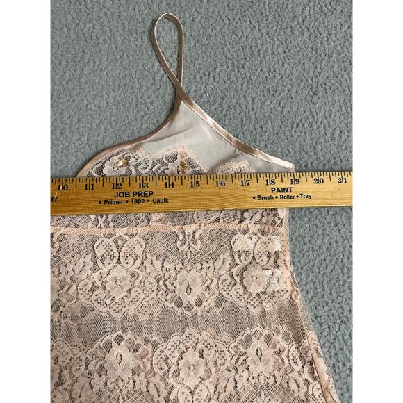 Valerie Stevens Cami Tank Top Large Sheer Lace Gold Sequin Pink Coquette Y2K - Picture 7 of 10